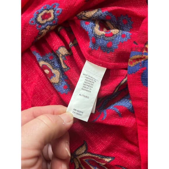 Lucky Brand red blue three quarter sleeved top size XL - Picture 5 of 9